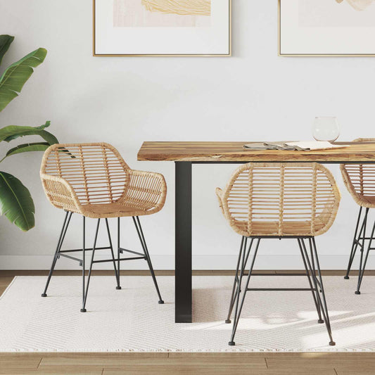 Sedia da pranzo 2 pcs Rattan e Ferro Naturale 55 x 50 x 74 cm | homemem39