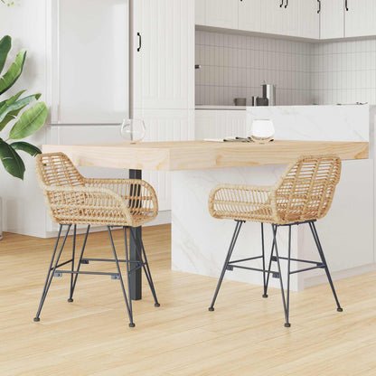 Sedia da pranzo 2 pcs Naturale 55 x 50 x 74 cm Rattan e Ferro