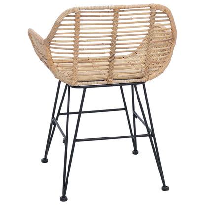 Sedia da pranzo 2 pcs Naturale 55 x 50 x 74 cm Rattan e Ferro