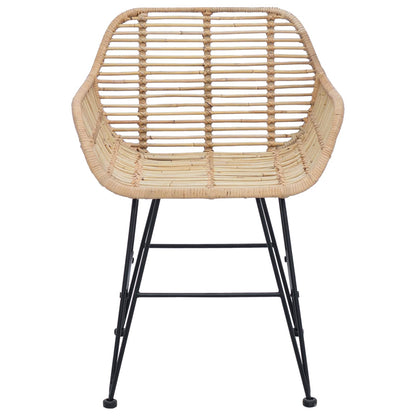 Sedia da pranzo 2 pcs Naturale 55 x 50 x 74 cm Rattan e Ferro