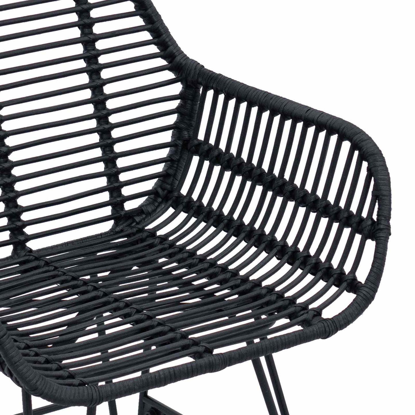 Sedia da pranzo 2 pcs Nero 55 x 50 x 74 cm Rattan e Ferro