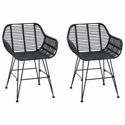 Sedia da pranzo 2 pcs Nero 55 x 50 x 74 cm Rattan e Ferro