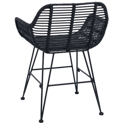 Sedia da pranzo 2 pcs Nero 55 x 50 x 74 cm Rattan e Ferro
