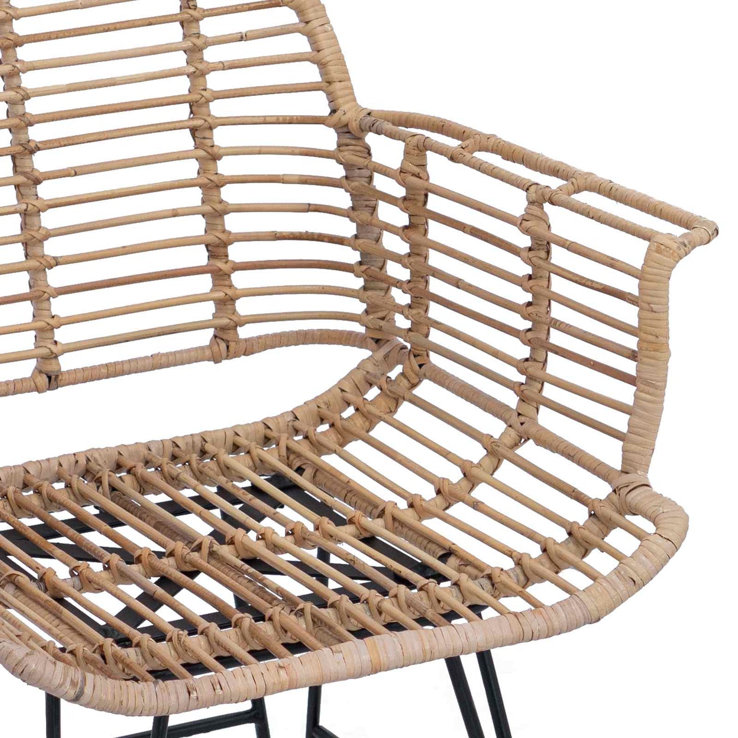 Sedia da pranzo 2 pcs Naturale 44 x 44 x 74 cm Rattan e Ferro