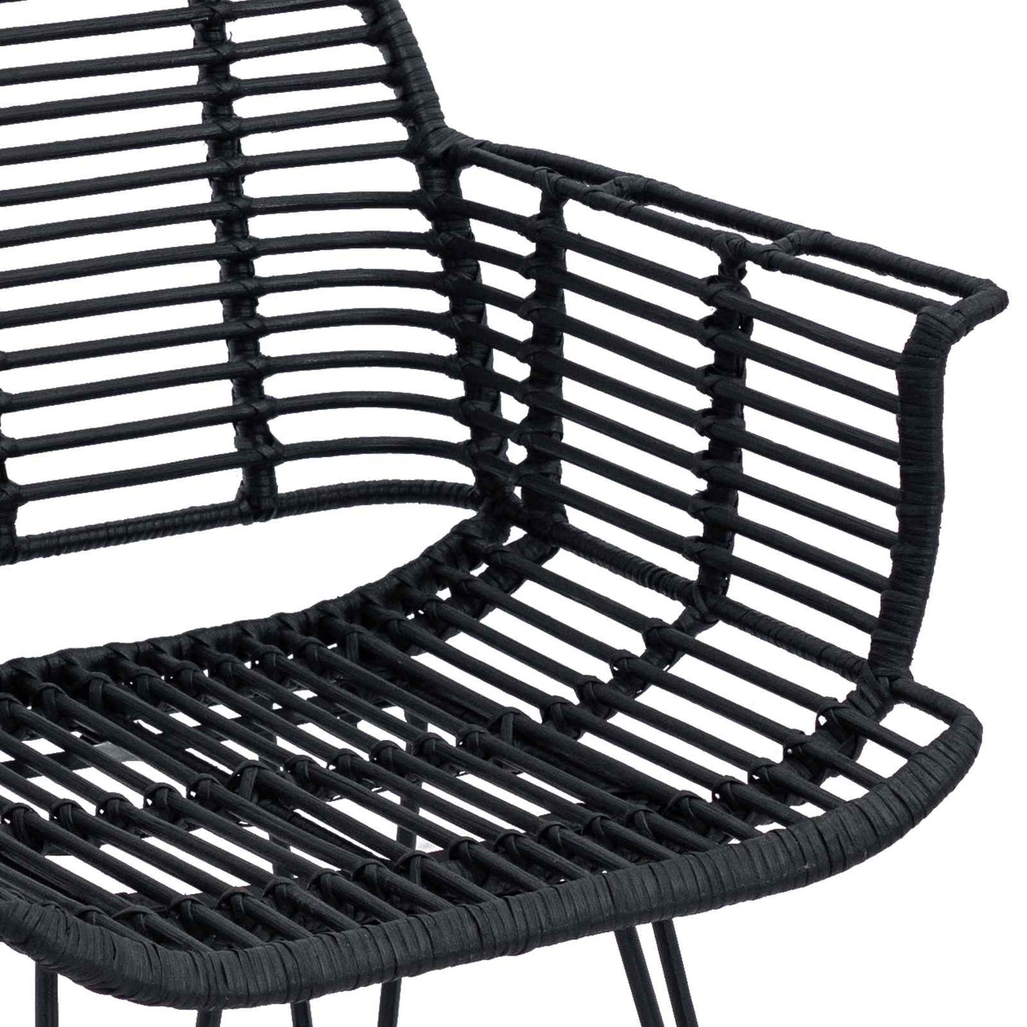 Sedia da pranzo 2 pcs Nero 44 x 44 x 74 cm Rattan e Ferro