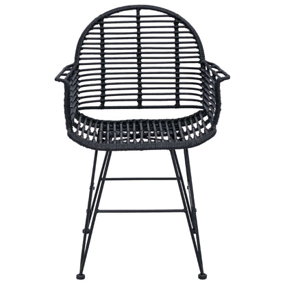 Sedia da pranzo 2 pcs Nero 44 x 44 x 74 cm Rattan e Ferro