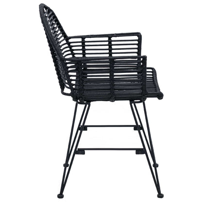 Sedia da pranzo 2 pcs Nero 44 x 44 x 74 cm Rattan e Ferro