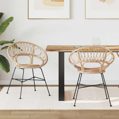 Sedia da pranzo 2 pcs Naturale 49 x 51 x 81 cm Rattan e Ferro