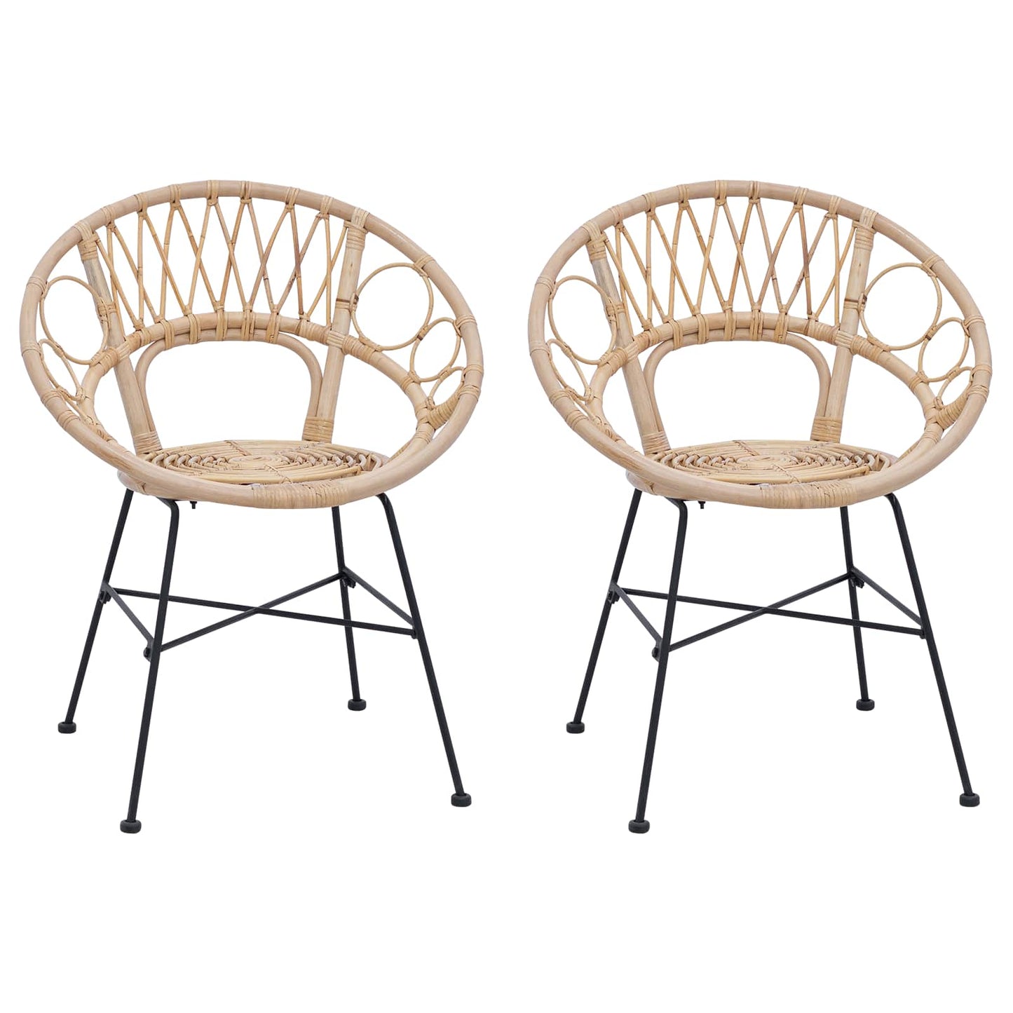 Sedia da pranzo 2 pcs Naturale 49 x 51 x 81 cm Rattan e Ferro