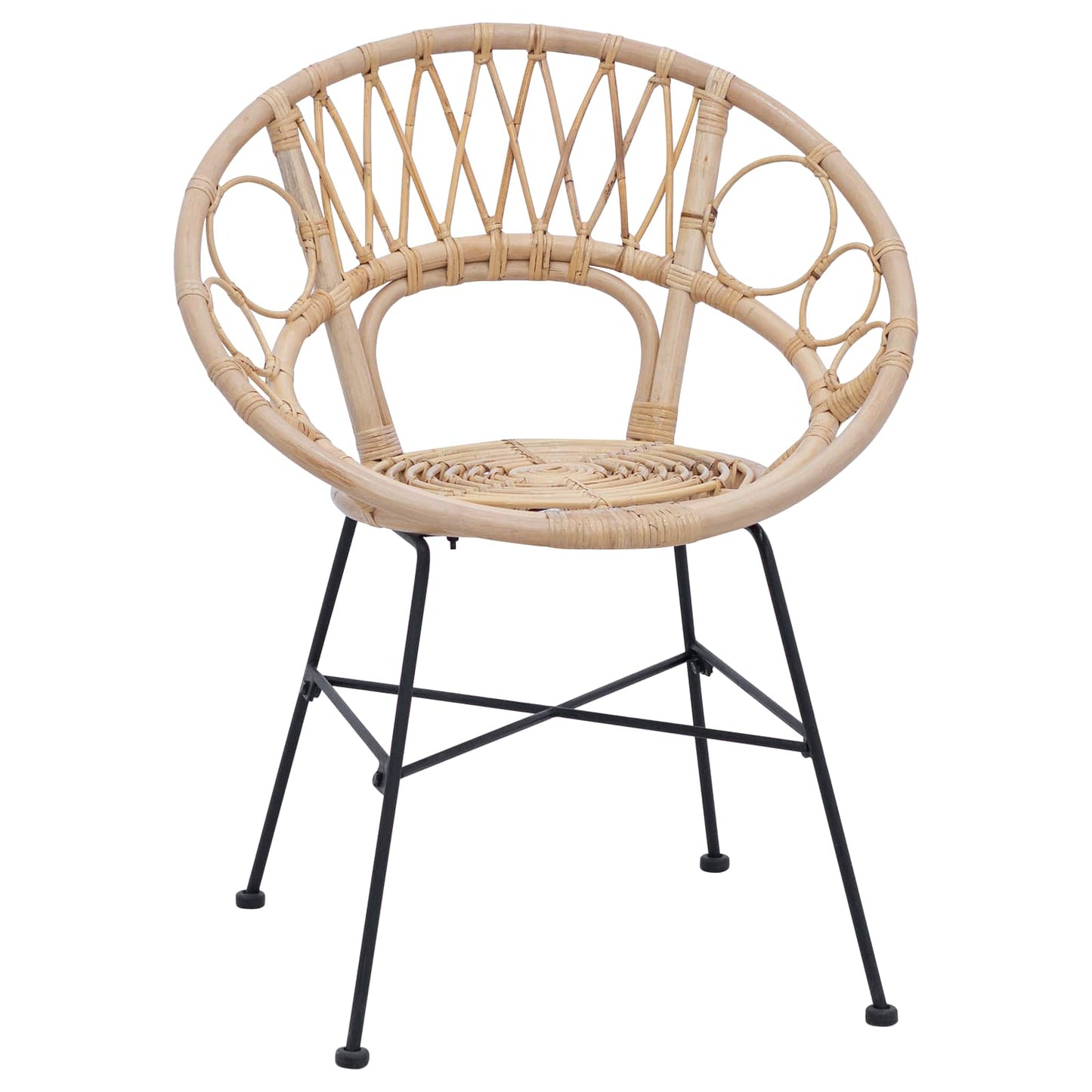 Sedia da pranzo 2 pcs Naturale 49 x 51 x 81 cm Rattan e Ferro