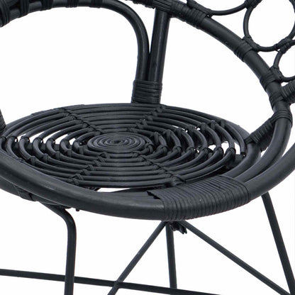 Sedia da pranzo 2 pcs Nero 49 x 51 x 81 cm Rattan e Ferro
