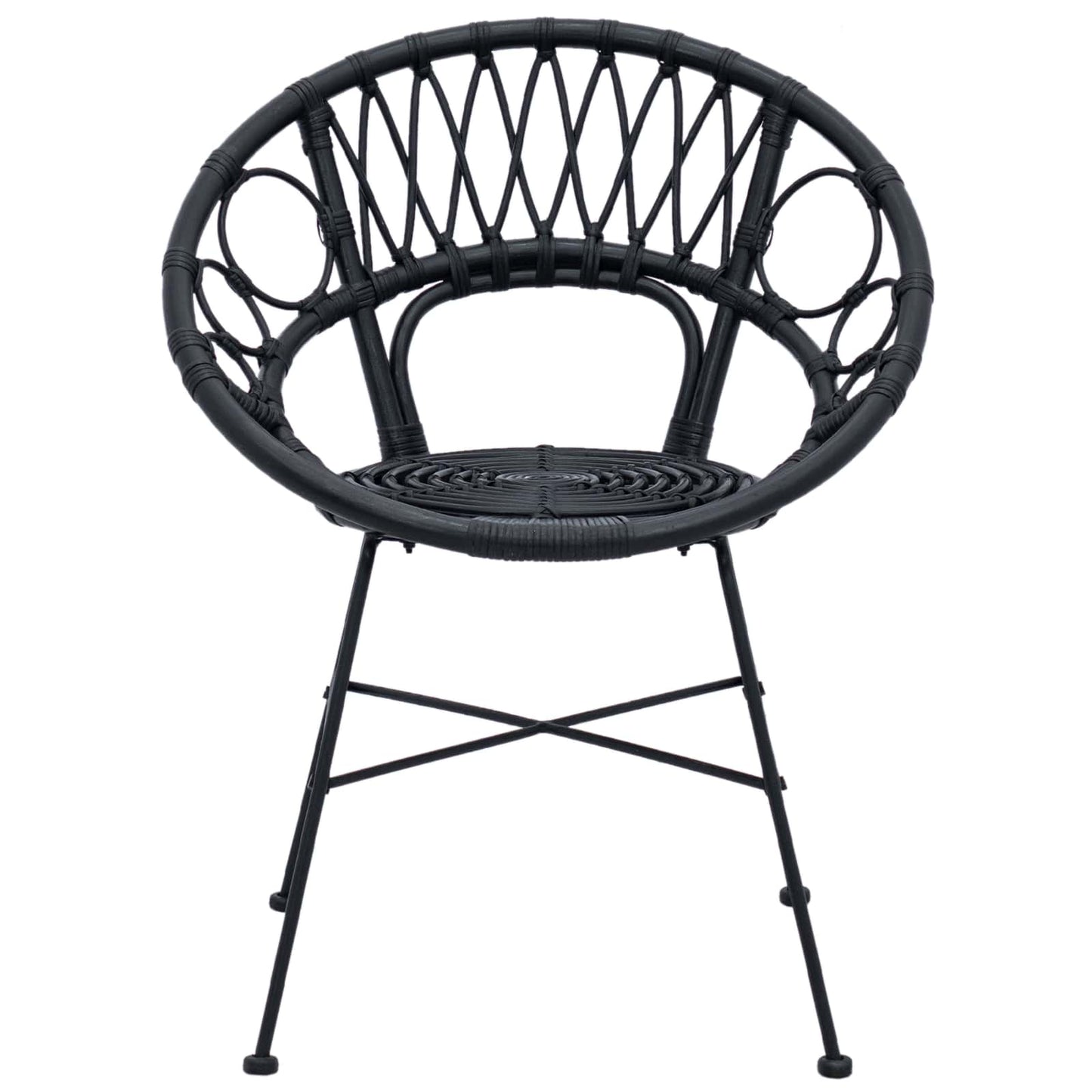 Sedia da pranzo 2 pcs Nero 49 x 51 x 81 cm Rattan e Ferro