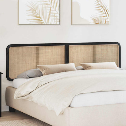 Testiera con testiera Nero 200 x 55 x 3 cm Rattan