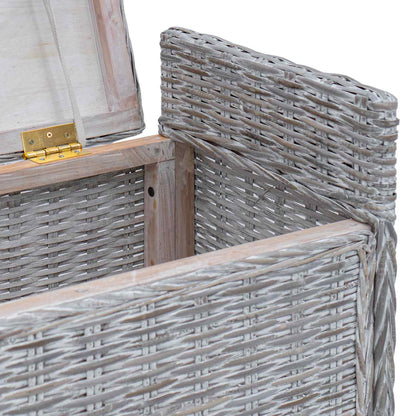Panchina con contenitore Bianco Lavato 110 x 40 x 50 cm Rattan