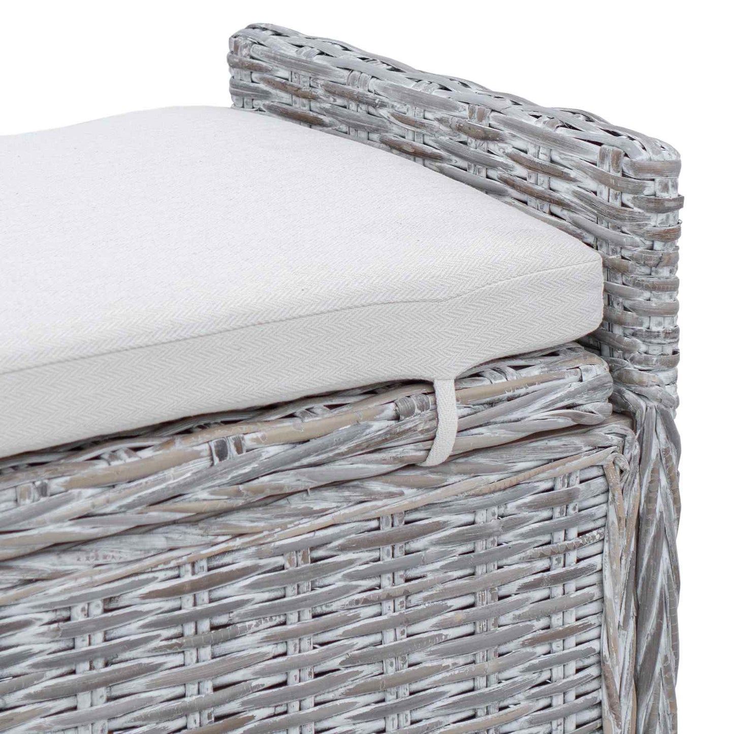 Panchina con contenitore Bianco Lavato 110 x 40 x 50 cm Rattan