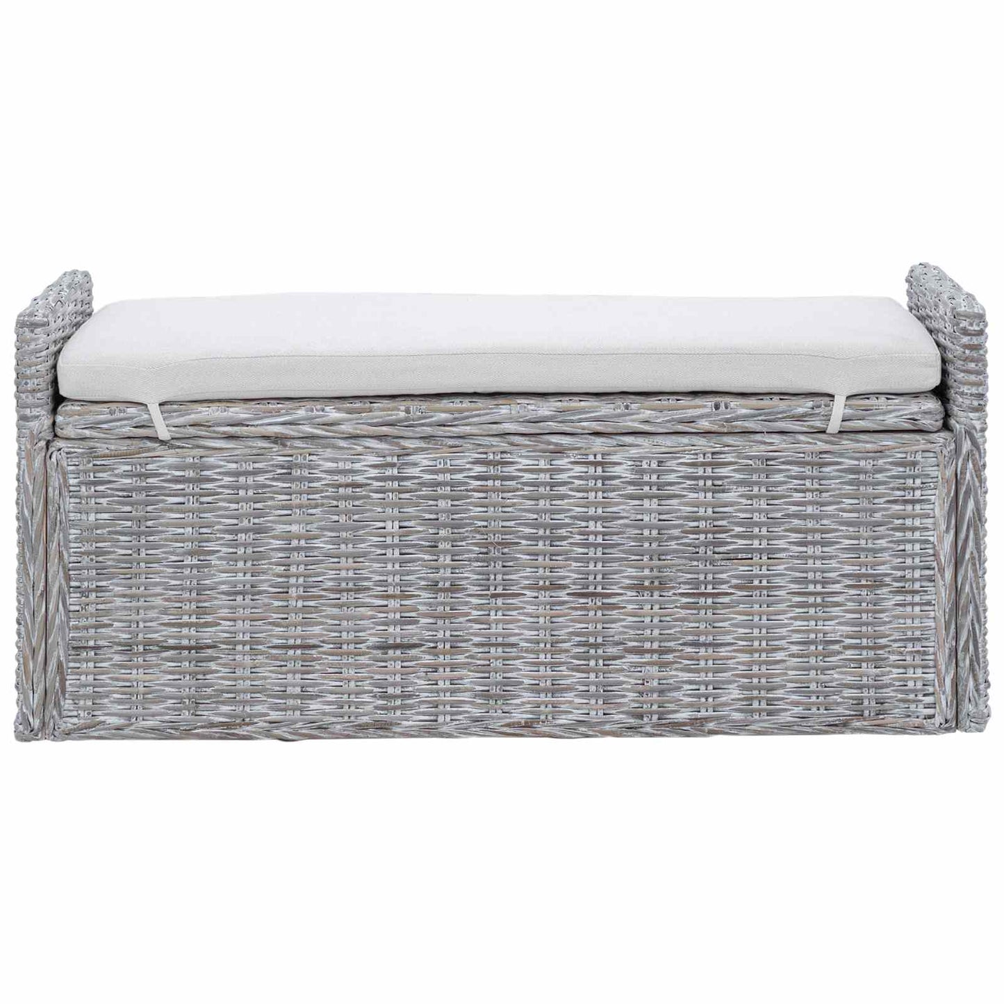 Panchina con contenitore Bianco Lavato 110 x 40 x 50 cm Rattan