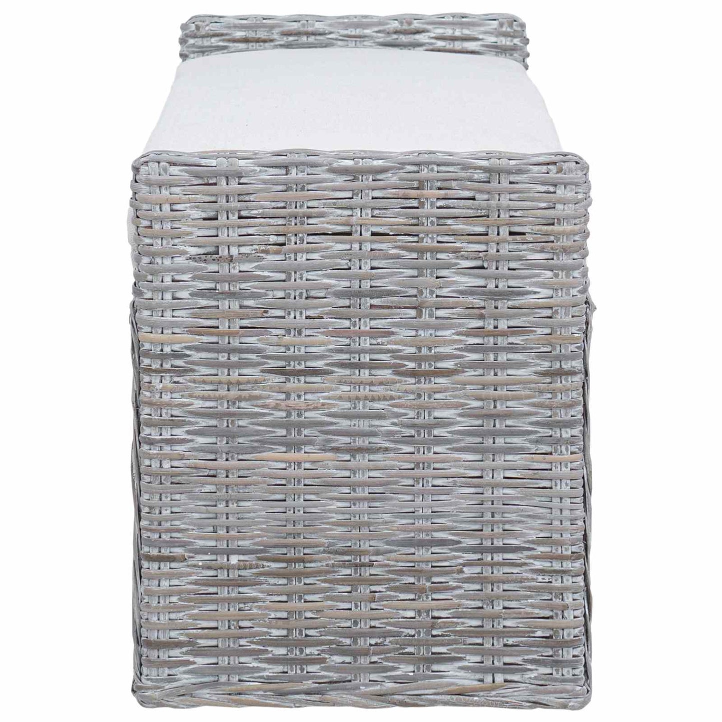 Panchina con contenitore Bianco Lavato 110 x 40 x 50 cm Rattan