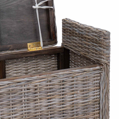 Panchina con contenitore Grigio 110 x 40 x 50 cm Rattan