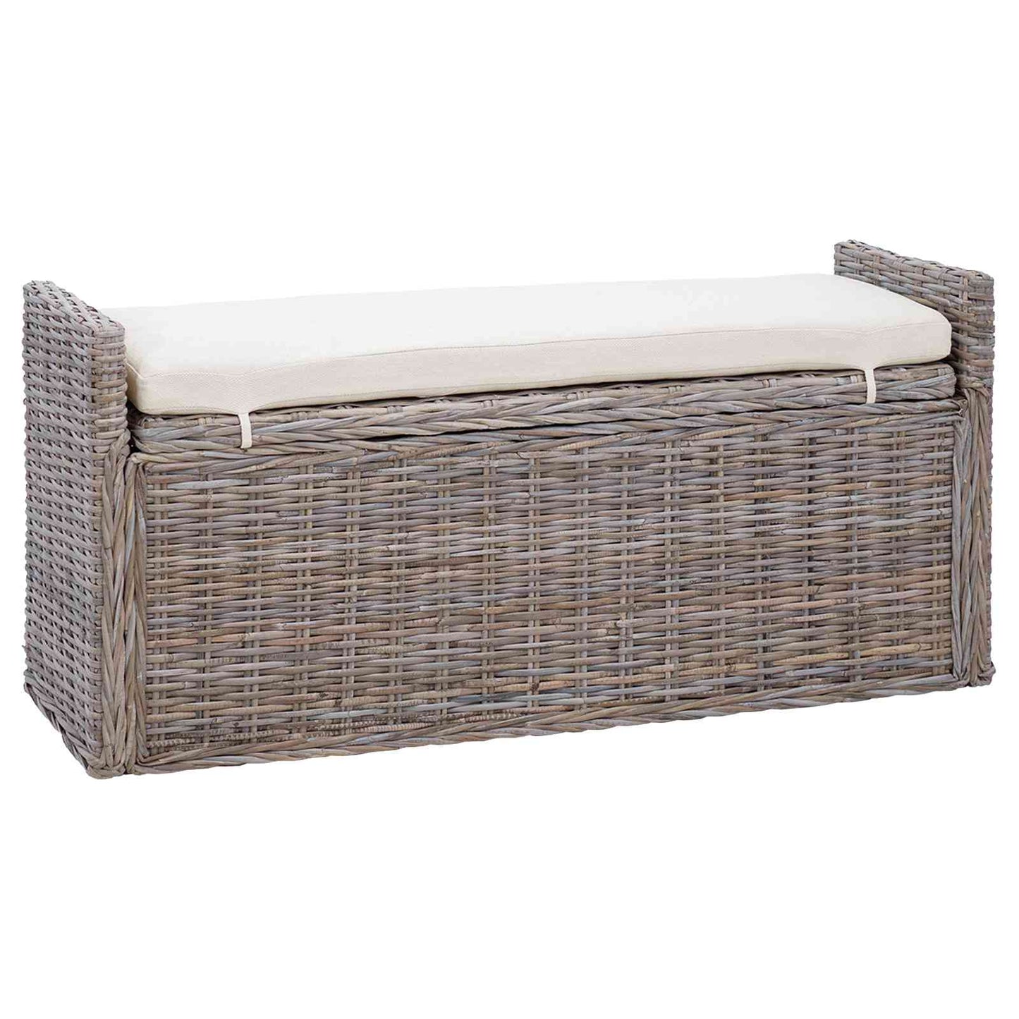 Panchina con contenitore Grigio 110 x 40 x 50 cm Rattan