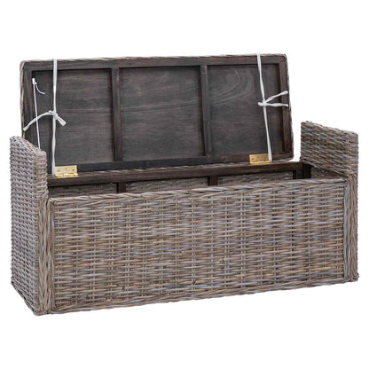Panchina con contenitore Grigio 110 x 40 x 50 cm Rattan