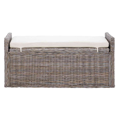 Panchina con contenitore Grigio 110 x 40 x 50 cm Rattan