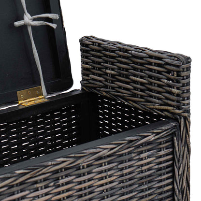 Panchina con contenitore Nero Lavato 110 x 40 x 50 cm Rattan
