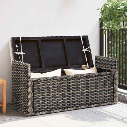 Panchina con contenitore Nero Lavato 110 x 40 x 50 cm Rattan