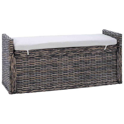 Panchina con contenitore Nero Lavato 110 x 40 x 50 cm Rattan
