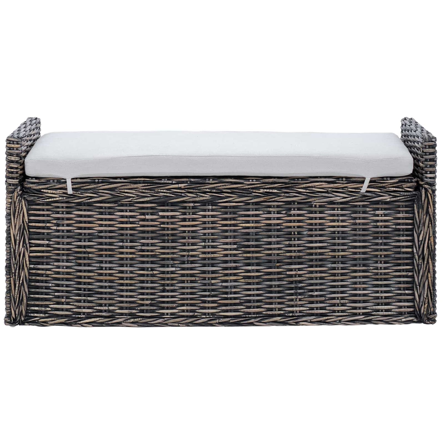 Panchina con contenitore Nero Lavato 110 x 40 x 50 cm Rattan