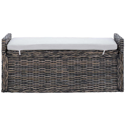 Panchina con contenitore Nero Lavato 110 x 40 x 50 cm Rattan