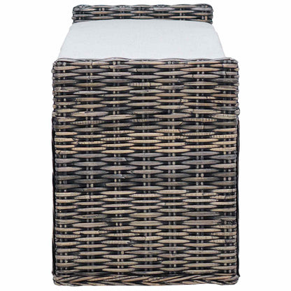 Panchina con contenitore Nero Lavato 110 x 40 x 50 cm Rattan