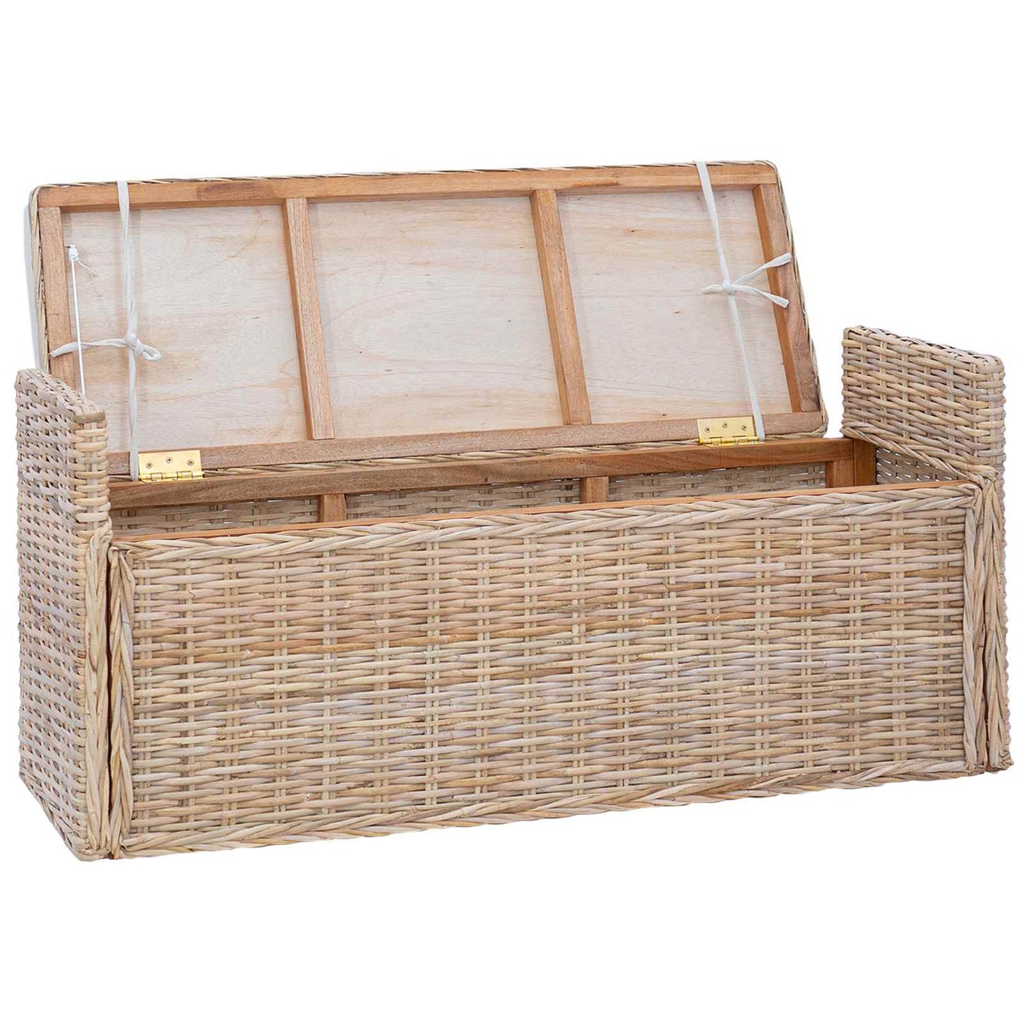 Panchina con contenitore Naturale 110 x 40 x 50 cm Rattan