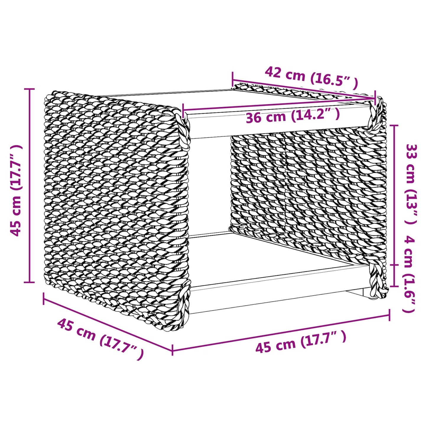 Tavolo laterale Naturale 44.5 x 45 x 45 cm
