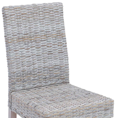 Sedia da pranzo 2 pz Rattan Kubu e Legno Massello di Mogano
