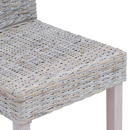 Sedia da pranzo 2 pz Rattan Kubu e Legno Massello di Mogano