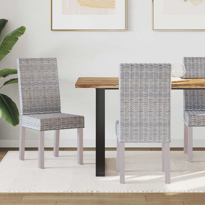 Sedia da pranzo 2 pz Rattan Kubu e Legno Massello di Mogano