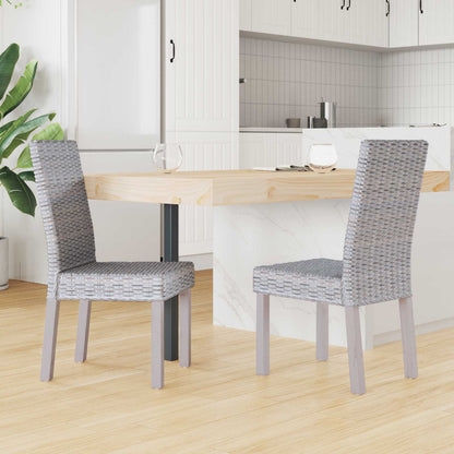 Sedia da pranzo 2 pz Rattan Kubu e Legno Massello di Mogano