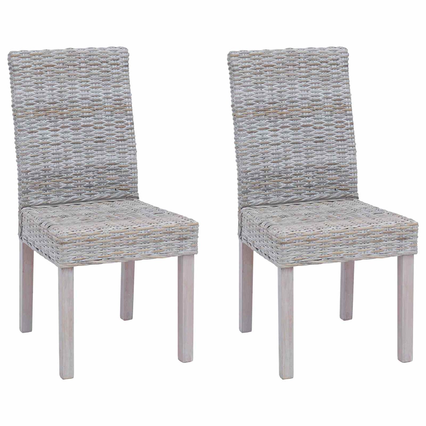 Sedia da pranzo 2 pz Rattan Kubu e Legno Massello di Mogano