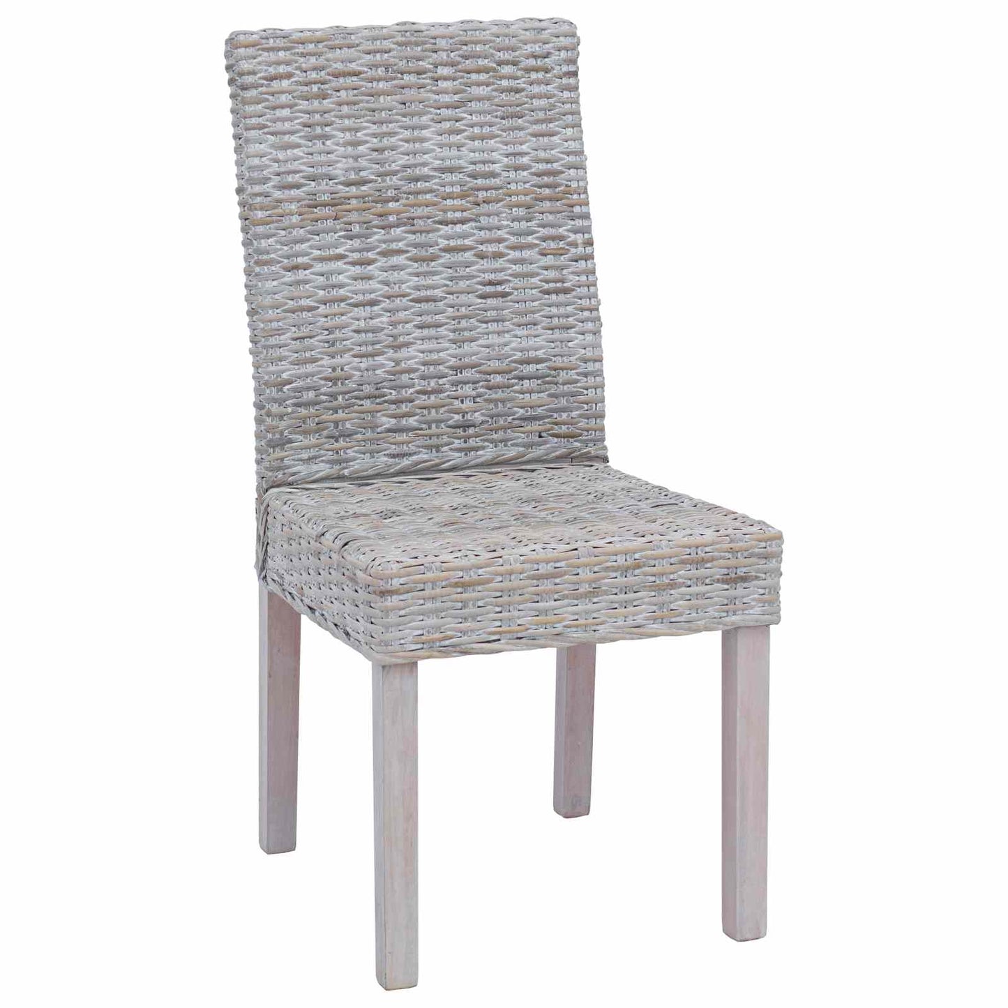 Sedia da pranzo 2 pz Rattan Kubu e Legno Massello di Mogano