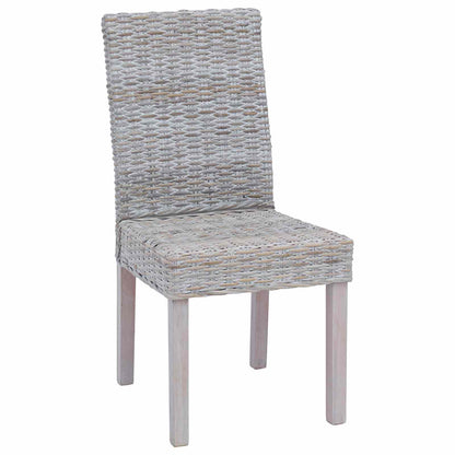 Sedia da pranzo 2 pz Rattan Kubu e Legno Massello di Mogano