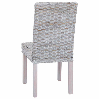 Sedia da pranzo 2 pz Rattan Kubu e Legno Massello di Mogano