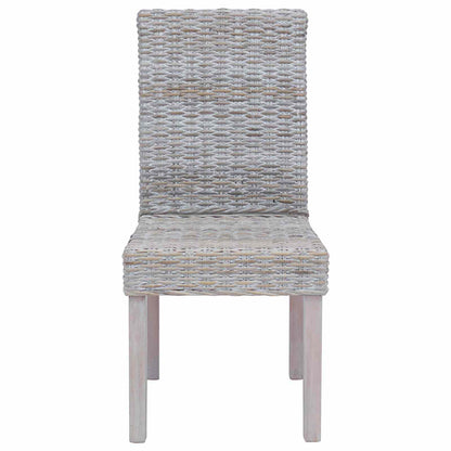 Sedia da pranzo 2 pz Rattan Kubu e Legno Massello di Mogano