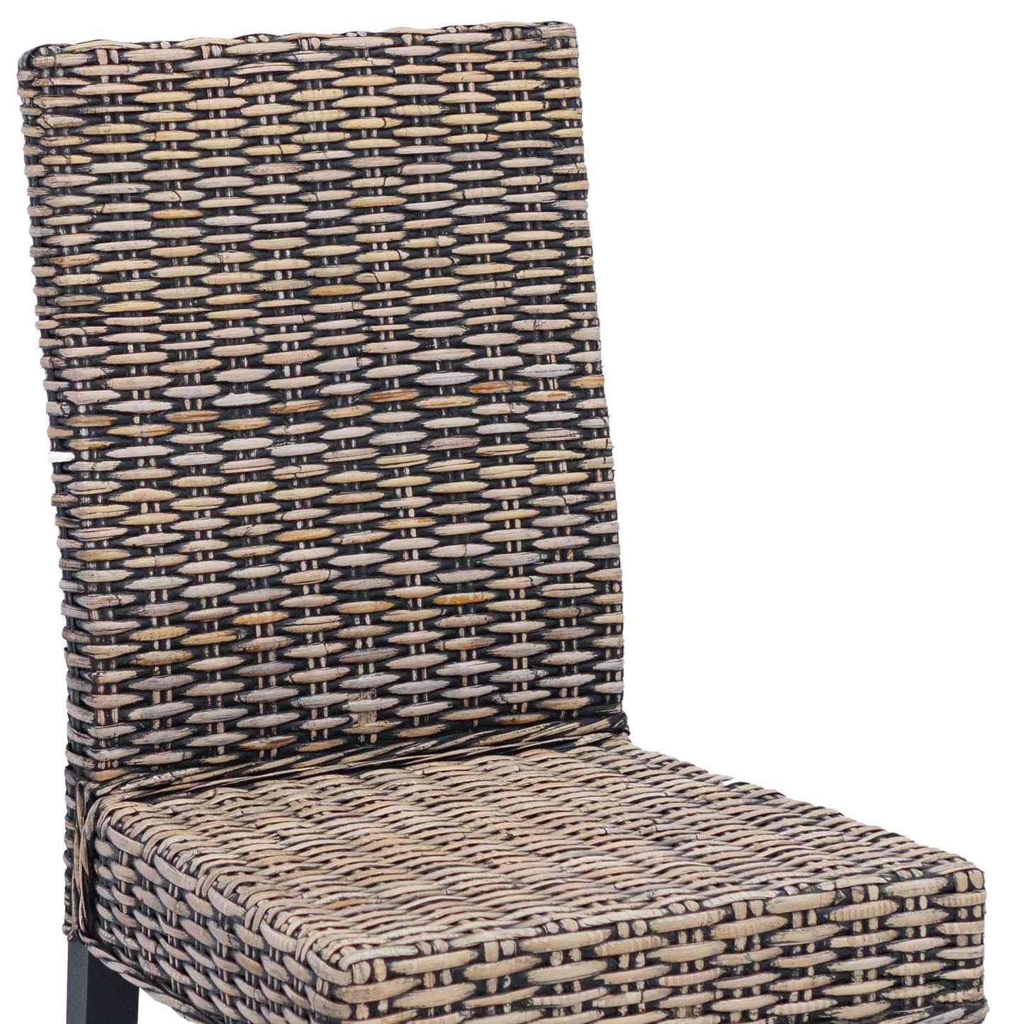 Sedia da pranzo 2 pz Rattan Kubu e Legno Massello di Mogano