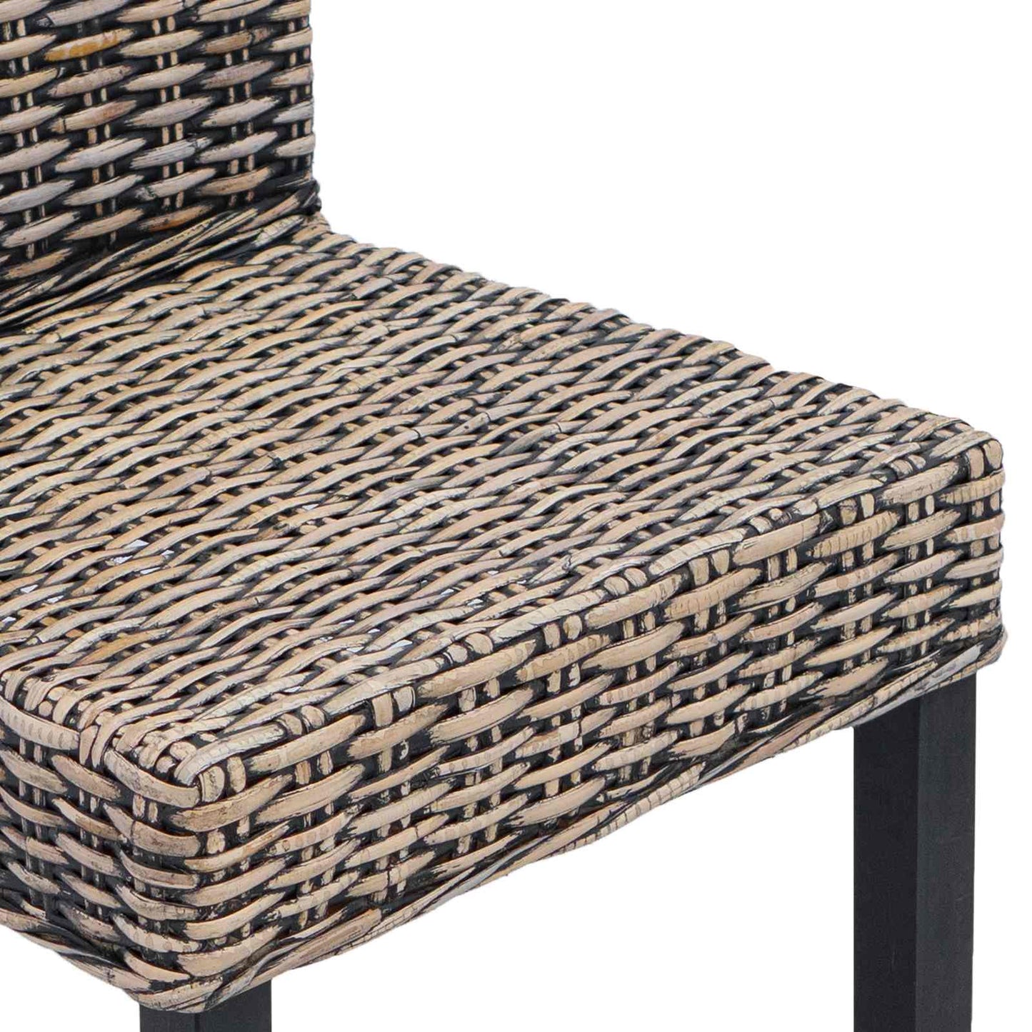 Sedia da pranzo 2 pz Rattan Kubu e Legno Massello di Mogano