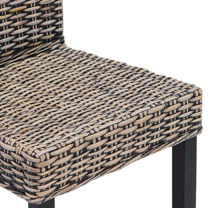 Sedia da pranzo 2 pz Rattan Kubu e Legno Massello di Mogano