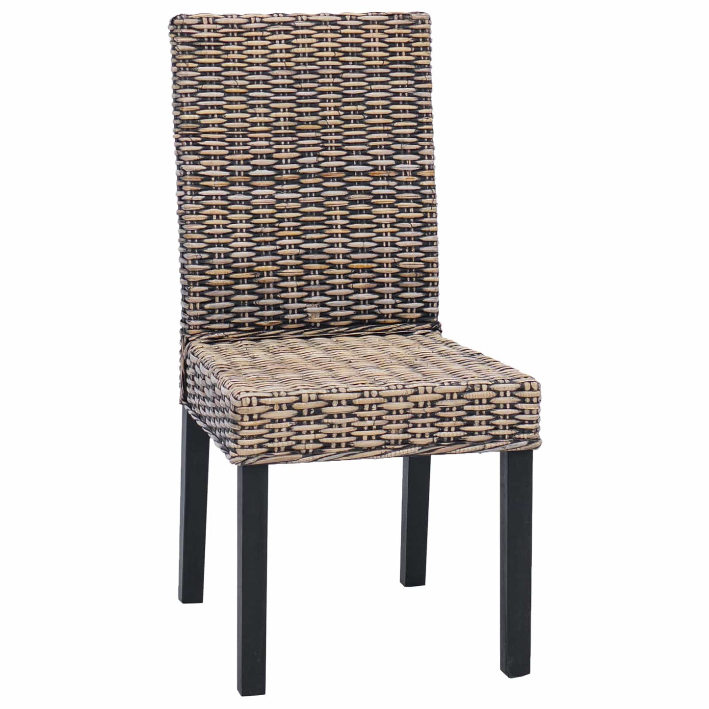 Sedia da pranzo 2 pz Rattan Kubu e Legno Massello di Mogano