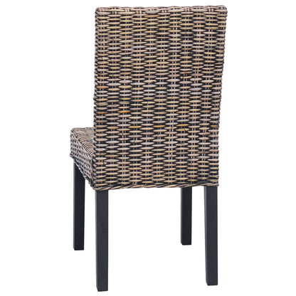 Sedia da pranzo 2 pz Rattan Kubu e Legno Massello di Mogano