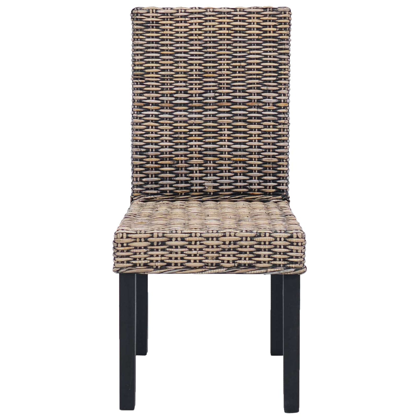 Sedia da pranzo 2 pz Rattan Kubu e Legno Massello di Mogano