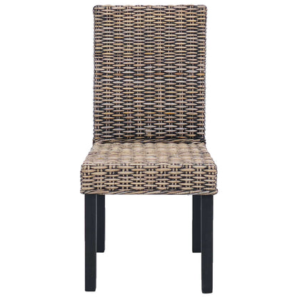 Sedia da pranzo 2 pz Rattan Kubu e Legno Massello di Mogano
