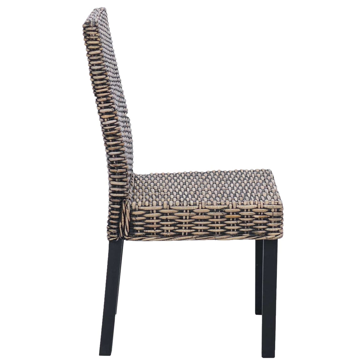 Sedia da pranzo 2 pz Rattan Kubu e Legno Massello di Mogano